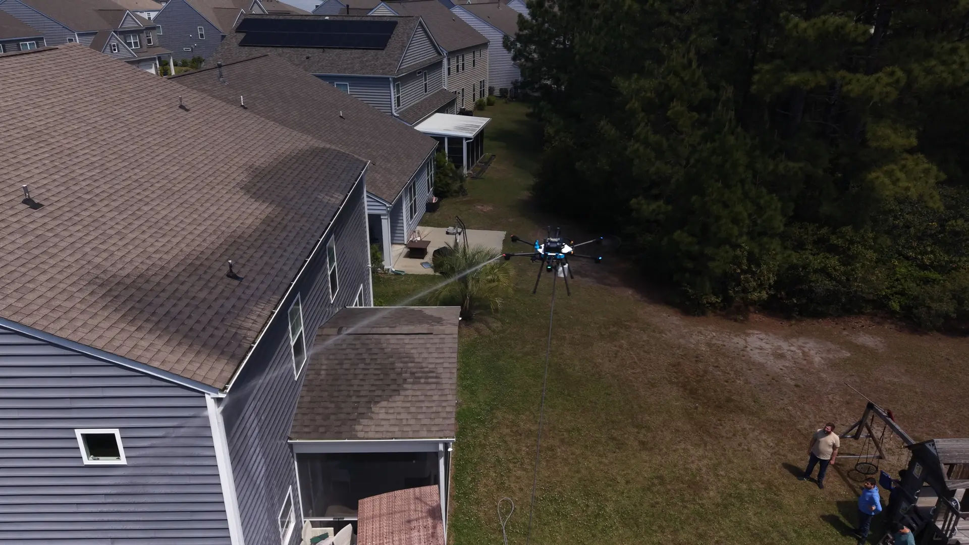 Drone gutter cleaning